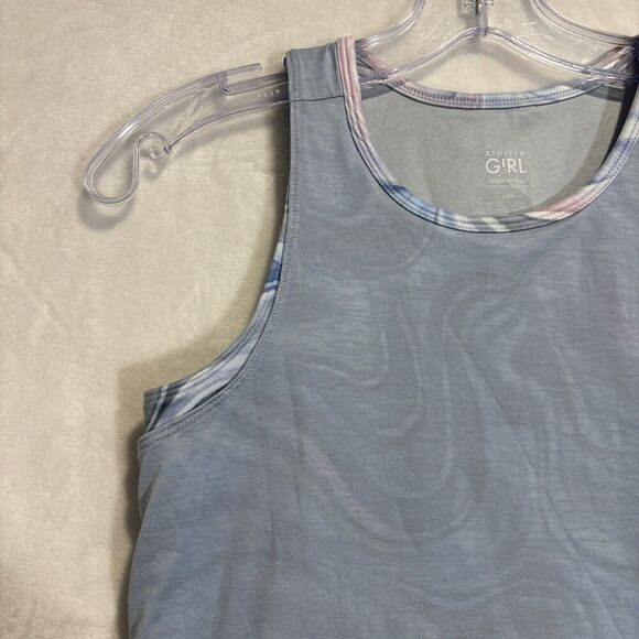 Athleta Girl Tandem Tank Girl's Size Extra Large XL 14 Blue Swirls Layered Look - Picture 3 of 15